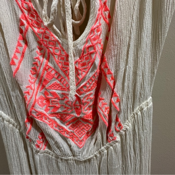 Flying Tomato Cream and Neon Boho Maxi Dress Sz S - Picture 2 of 12